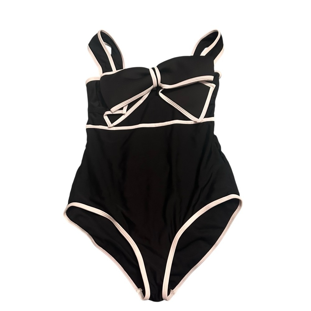Black and White Bow Swimsuit - Picture 2 of 4